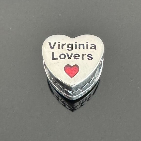 Pandora Virginia Lovers Heart Charm S 925 Jewelry - Picture 3 of 7